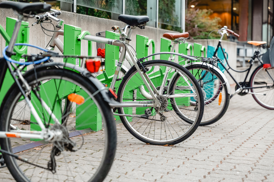 Electric Bike Charging Station in City